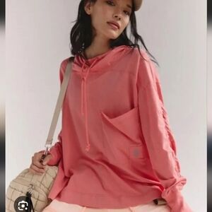 New FP Movement by Free People Hibiscus Pink Oversized Drawstring Hoodie Size XL